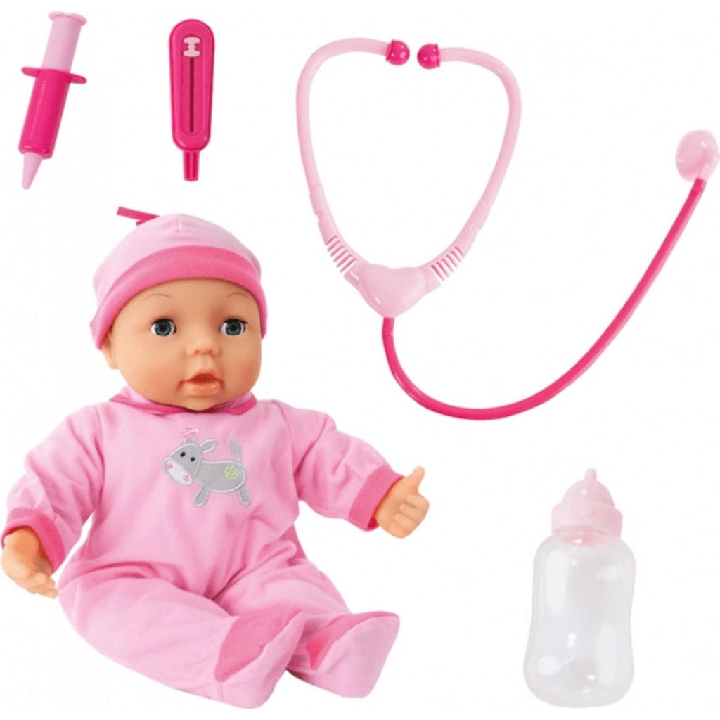 Bayer babypop met doktersset roze 38 cm
