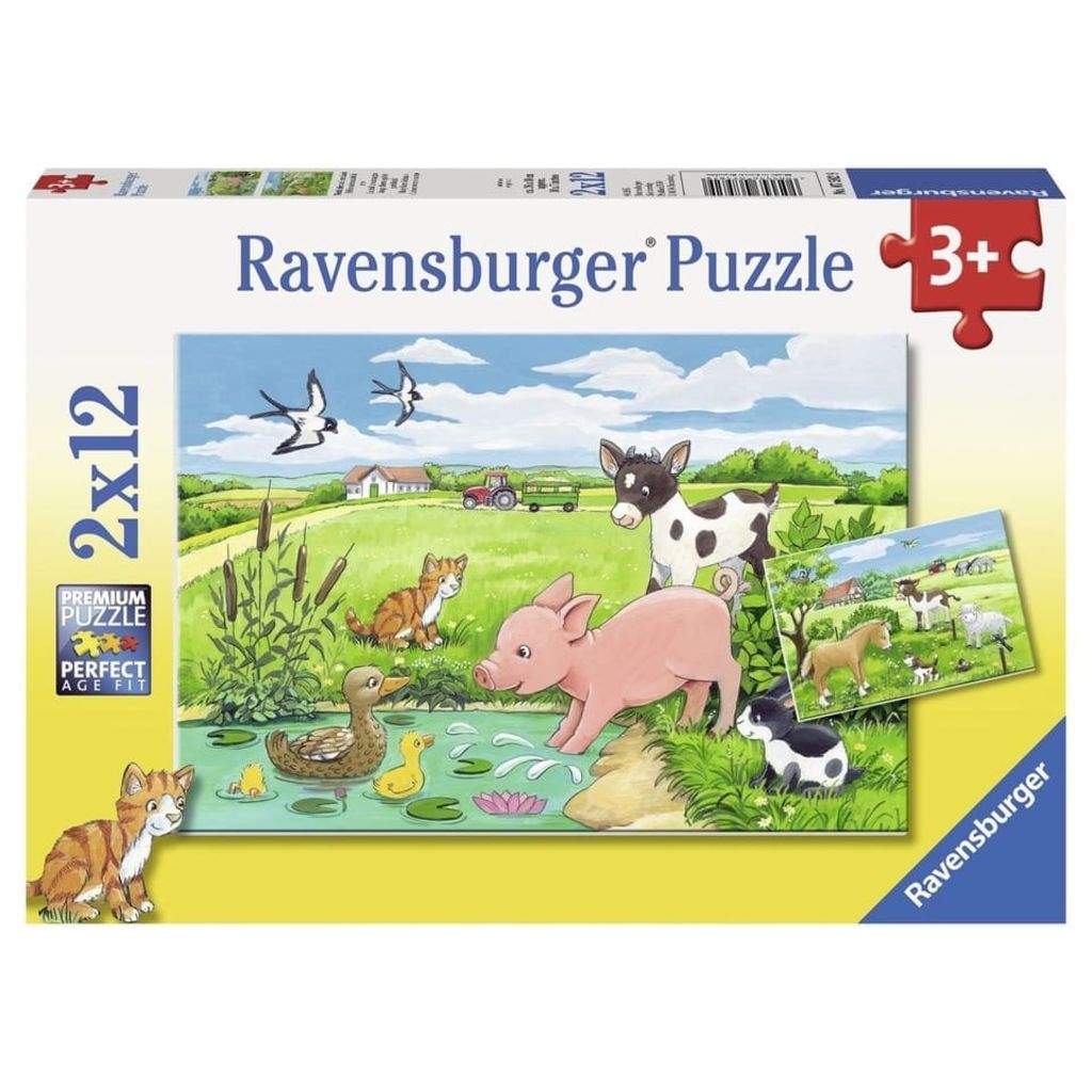 Ravensburger Puzzel Jonge dieren op het platteland 2x12 stuks