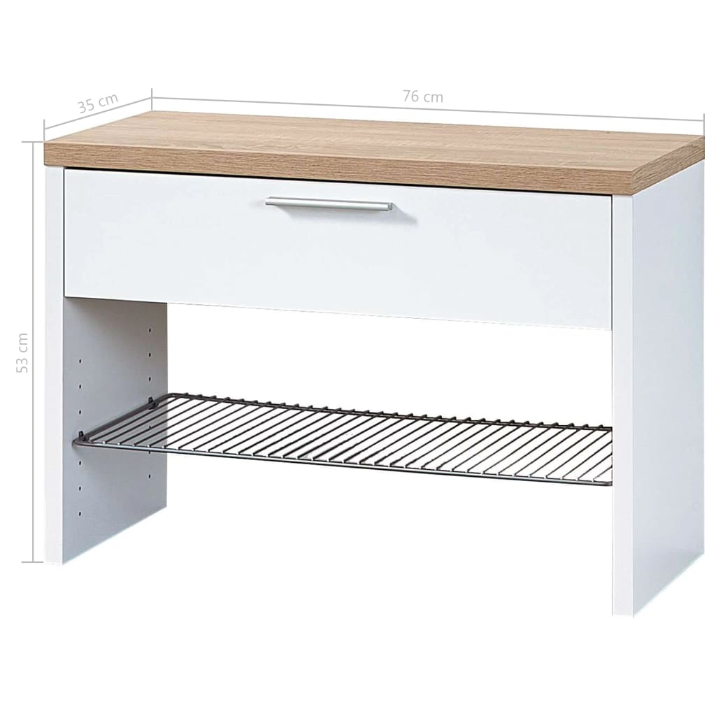 422778 Shoe Bench "Top" White and Sonoma Oak 3192-178