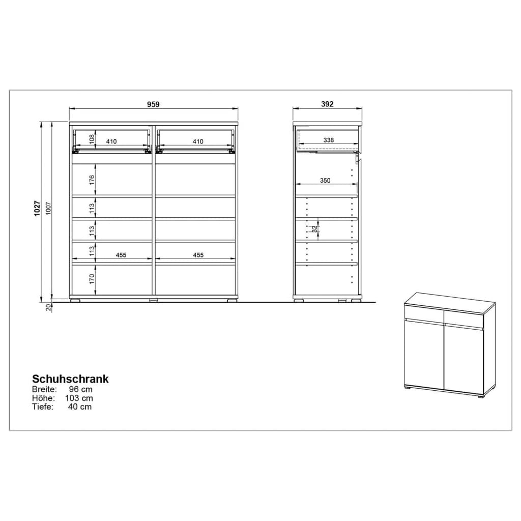 Dulap pantofi „GW-Lissabon”, fag și antracit