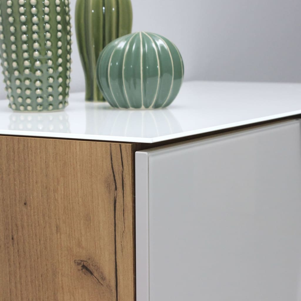 Comodă cu 4 sertare GW-Oakland, alb și stejar