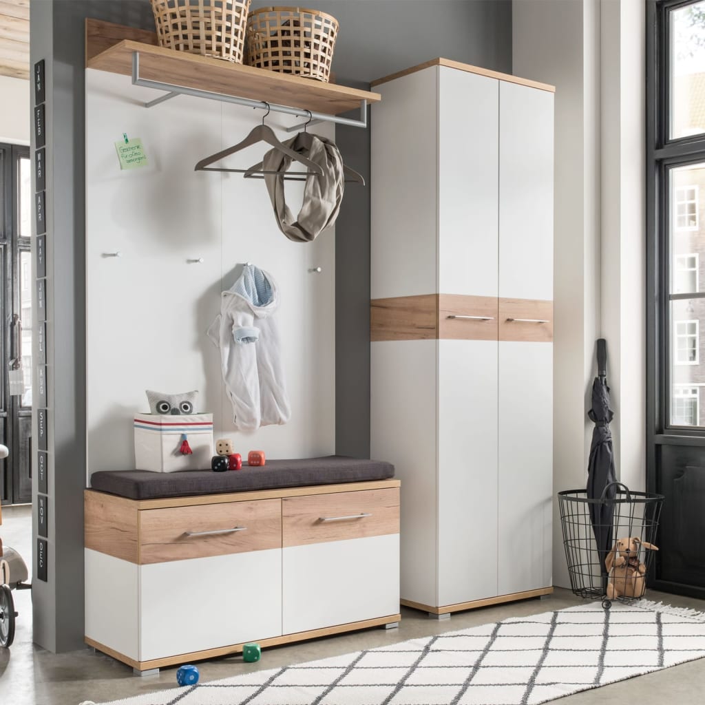 Șifonier „GW-Topix”, alb și stejar