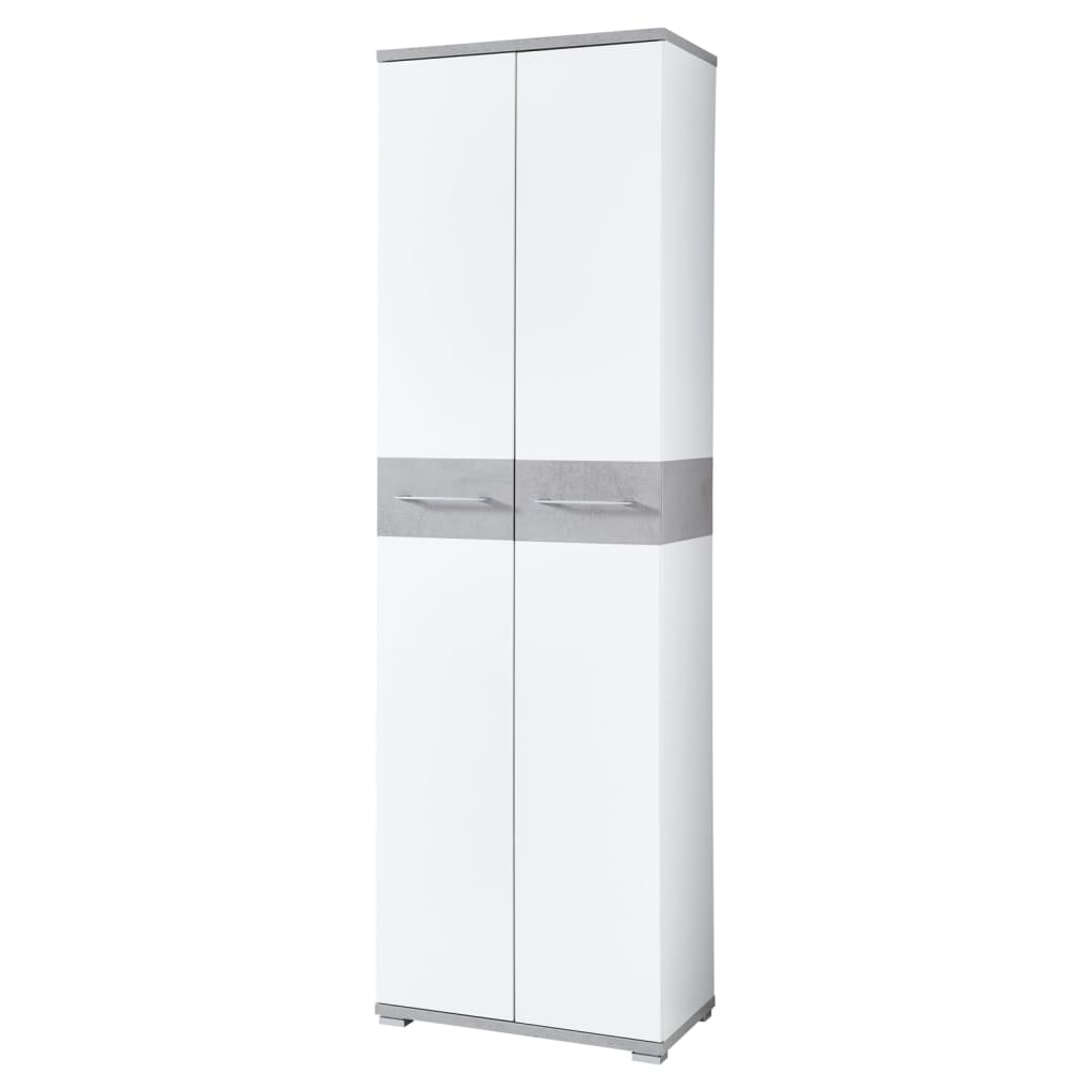 Șifonier „GW-Topix”, alb și gri beton