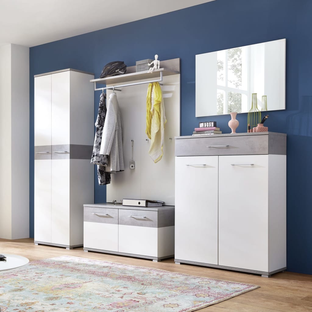 Șifonier „GW-Topix”, alb și gri beton