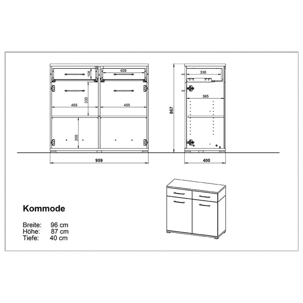 Dulap cu sertare GW-Topix , alb și stejar