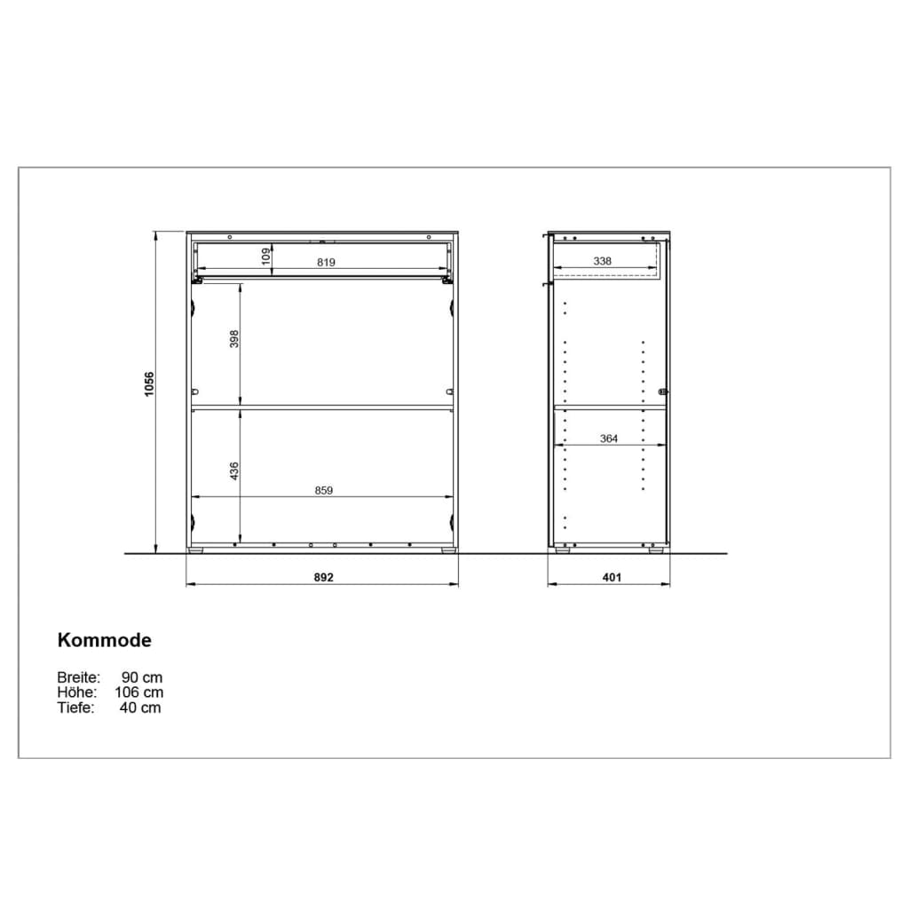Dulap cu sertare GW-Cetano , alb și stejar