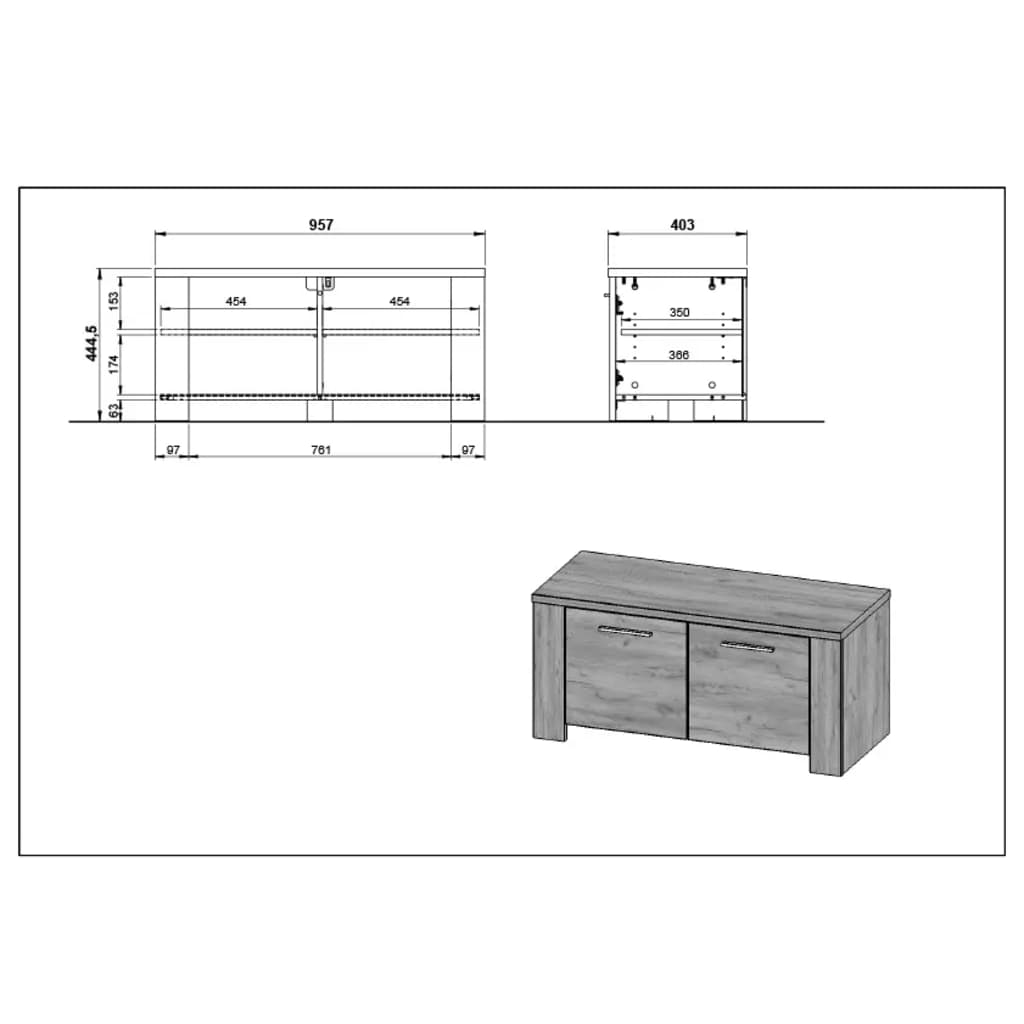 Pantofar "Castera" 95,7x40,3x44,45 cm stejar Navarra