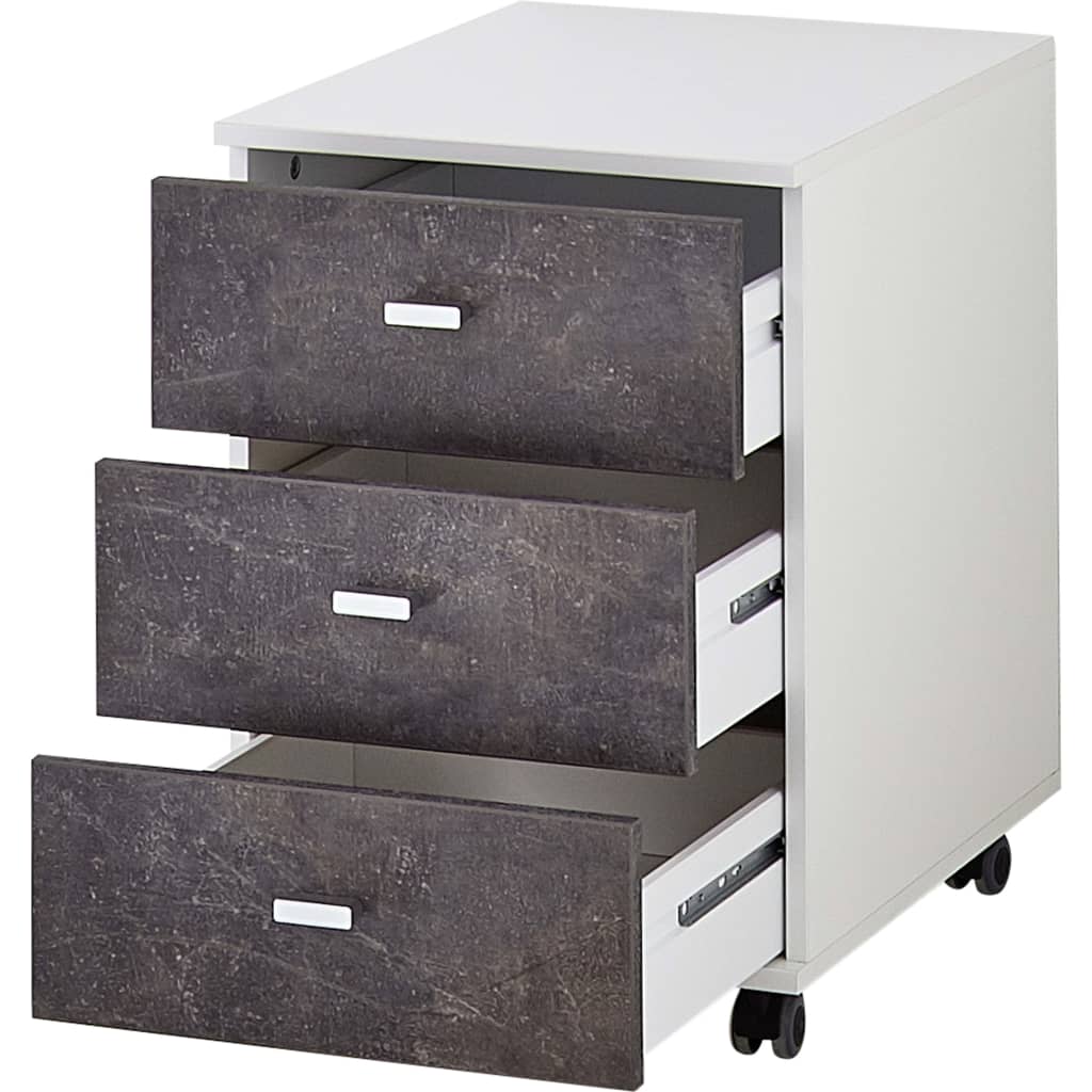 426458 Germania Rolling Filing Cabinet "Altino" 40x48,9x56,9 cm Basalto Dark and White