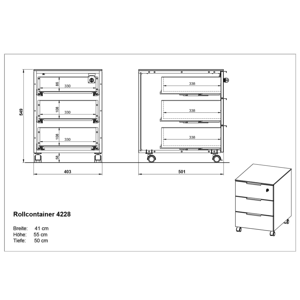 Dulap cu roți "GW-Ancona", 51x41x55 cm, cașmir și nuc