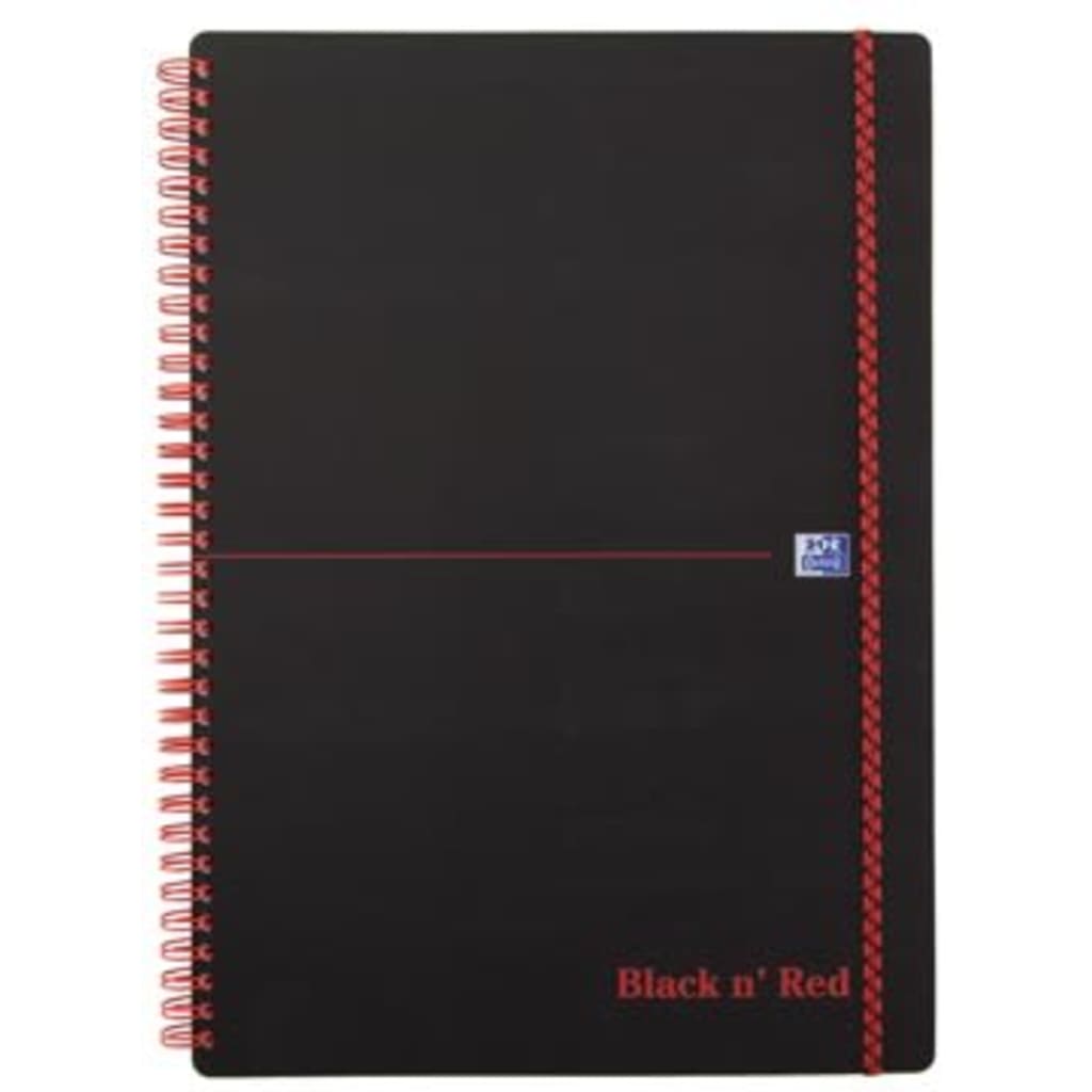 Oxford BLACK RED SPIRAAL PP A4 Q5