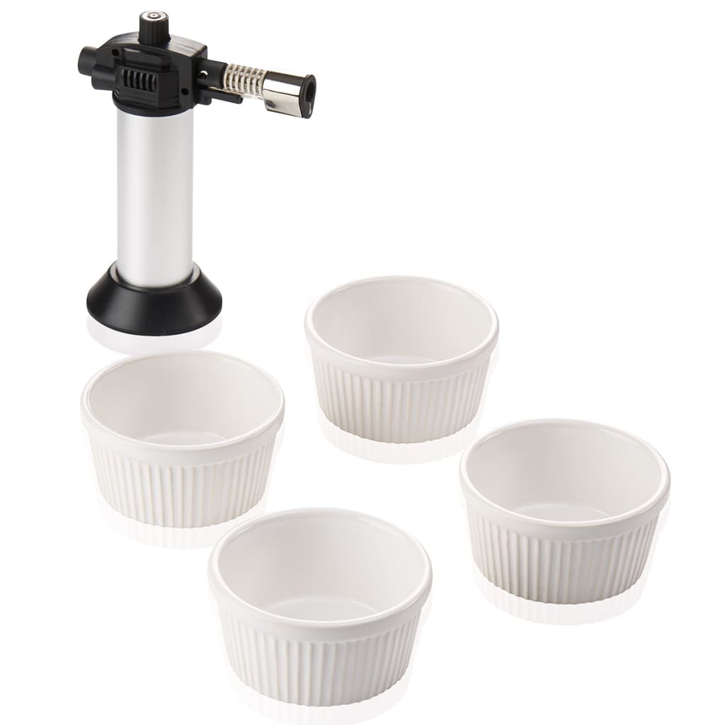 Leifheit Crème brûlée set zilver en wit 5-delig 03118