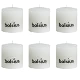 Bolsius Velas rústicas cilíndricas 6 pcs 100x100 mm branco