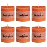 Bolsius Velas rústicas cilíndricas 6 pcs 100x100 mm laranja