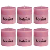 Bolsius Velas rústicas cilíndricas 6 pcs 100x100 mm rosa