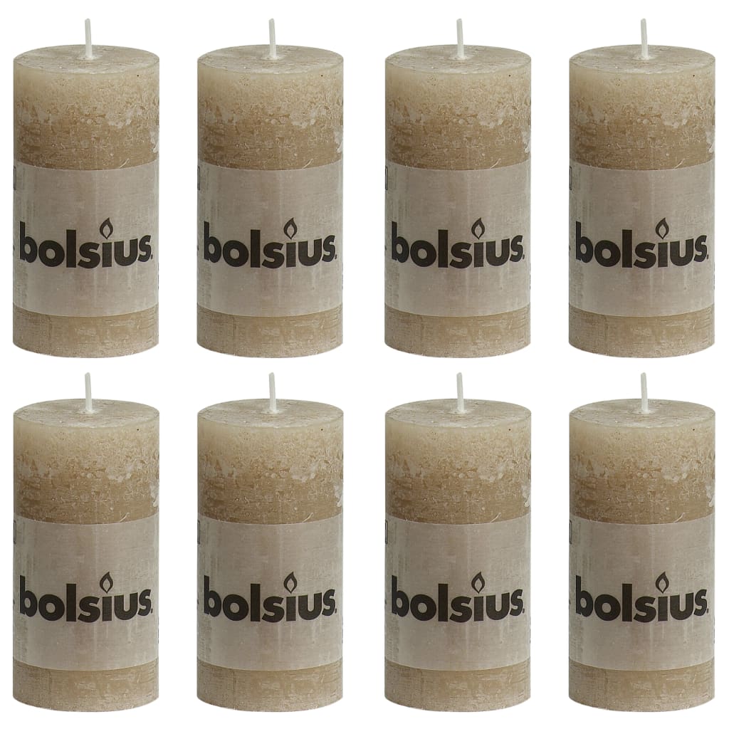 Bolsius Pilarikynttilät 8 kpl rustiikkinen 100×50 mm pastelli beige