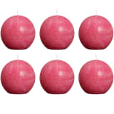 Bolsius Rustic Ball Candles 6 pcs 80 mm Fuchsia