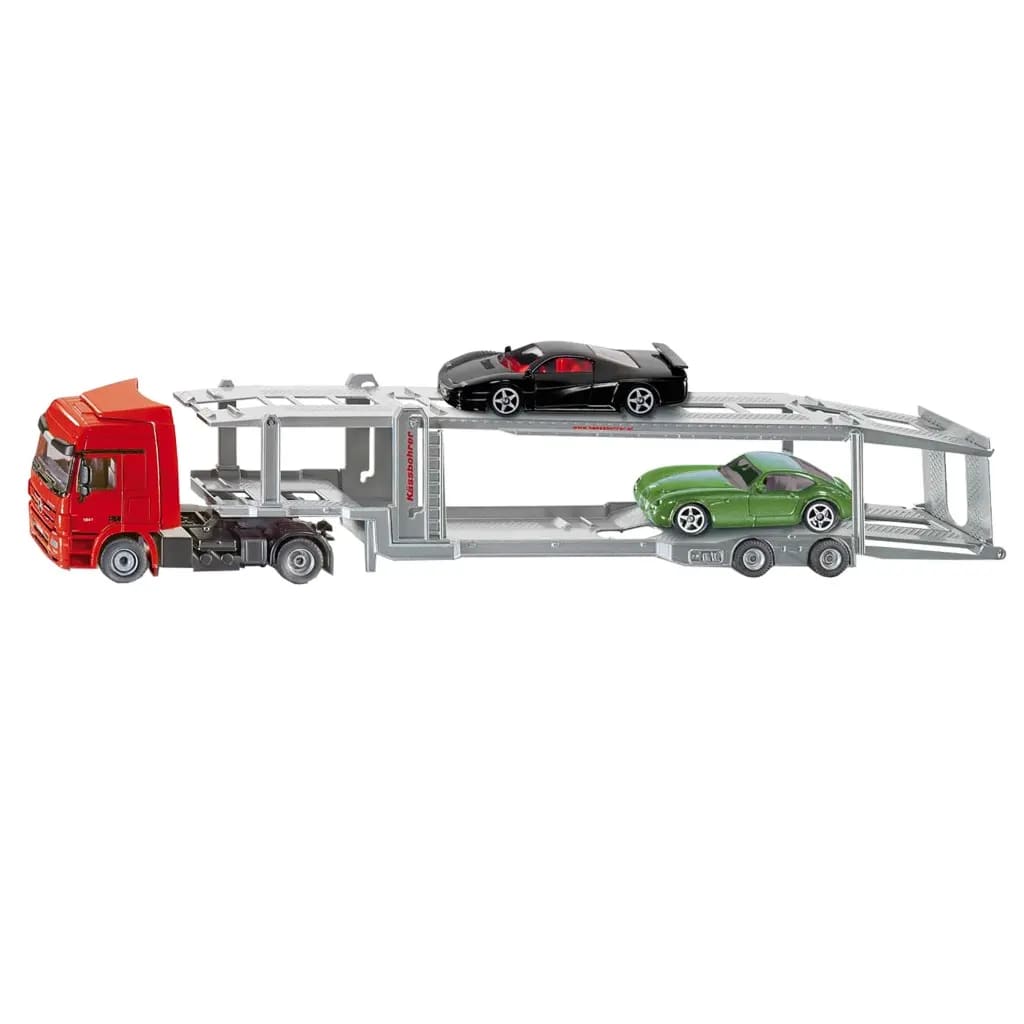 Afbeelding Siku vrachtwagen met transporter en sportwagens rood/zilver (3934) door Vidaxl.nl