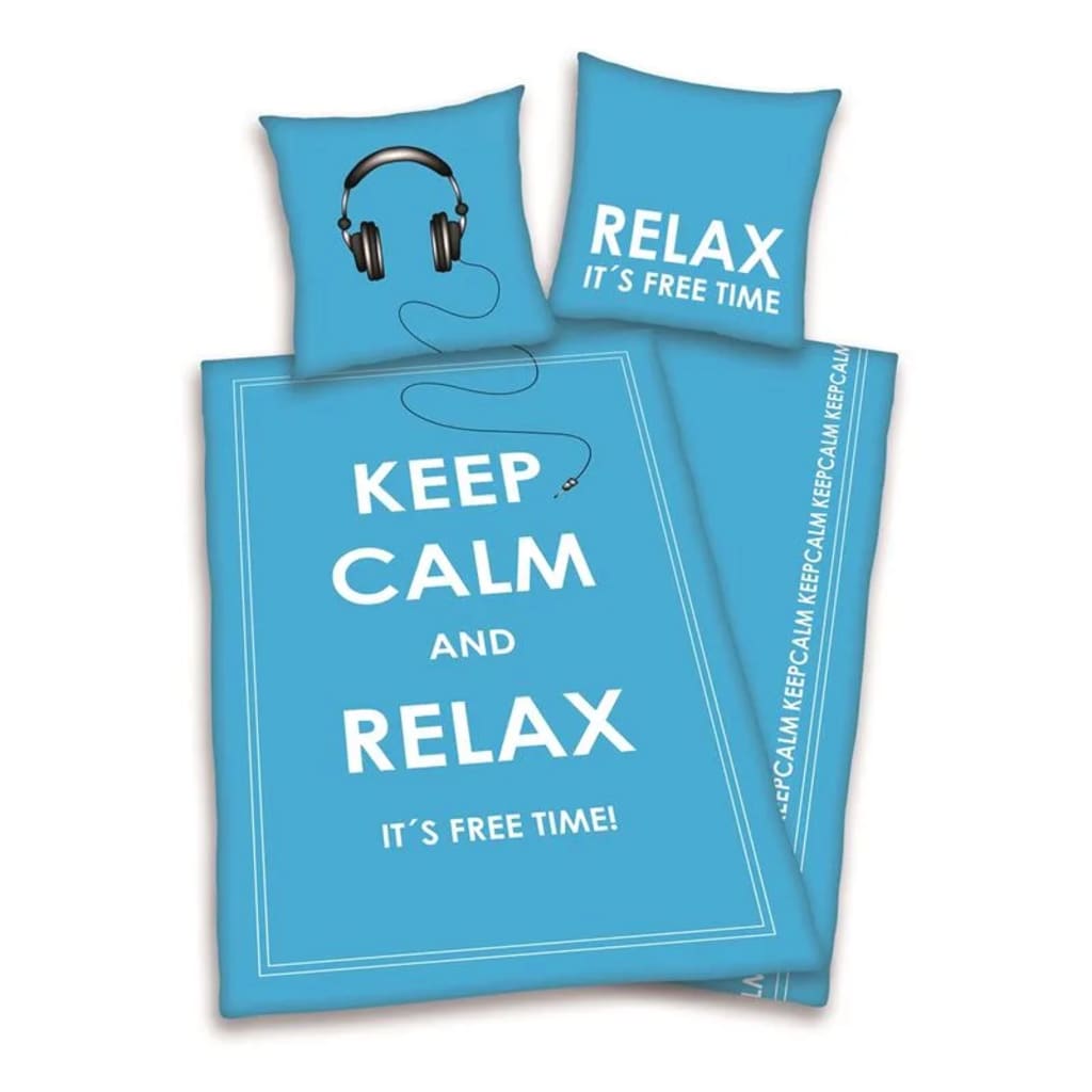 Merkloos Keep Calm and Relax dekbedovertrek - 100% katoen - Lits-jumeaux