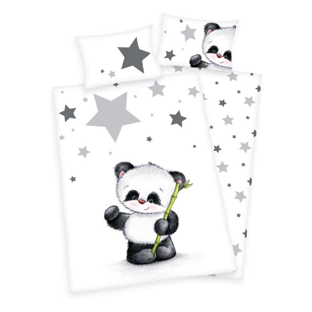 Afbeelding Baby Best Panda dekbedovertrek - 100% katoen - Ledikant (100x135 cm door Vidaxl.nl