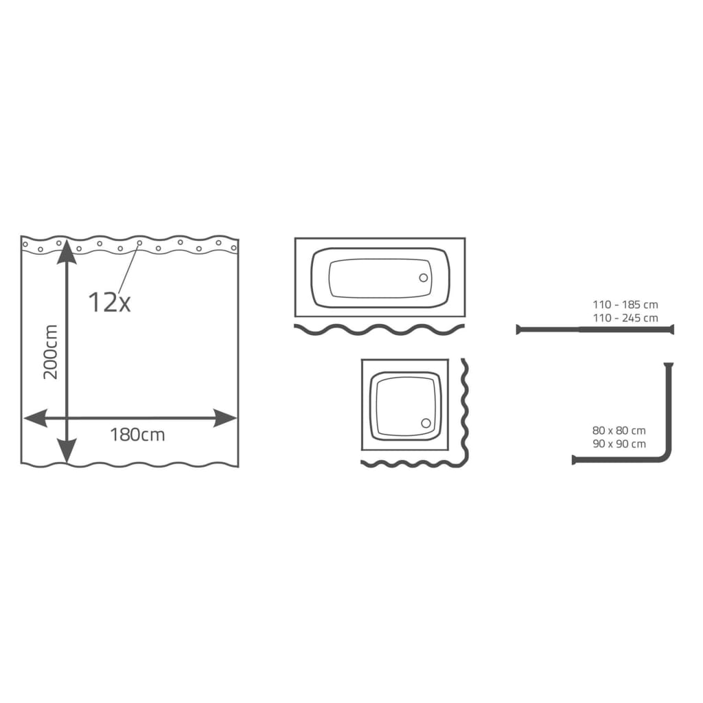 Perdea de duș „Piedras”, textil