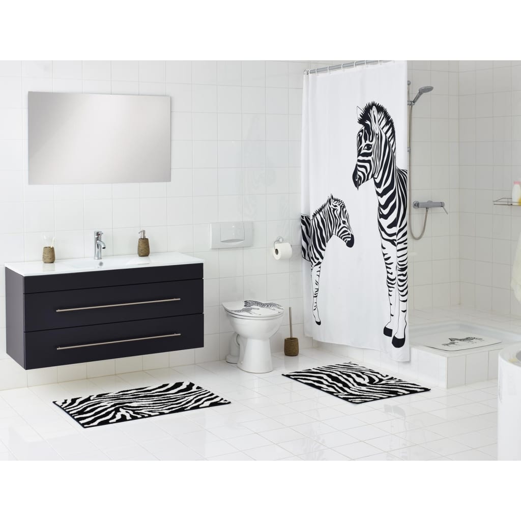 RIDDER Badmat Zebra 38x72 cm wit en zwart afbeelding