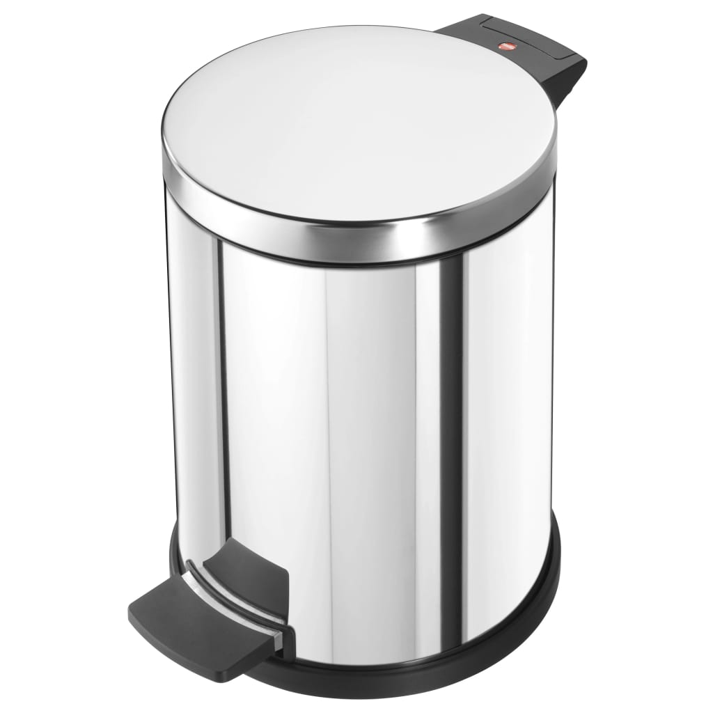 Hailo Pedal Bin Solid M 12L Stainless Steel with Galvanized Inner Bin