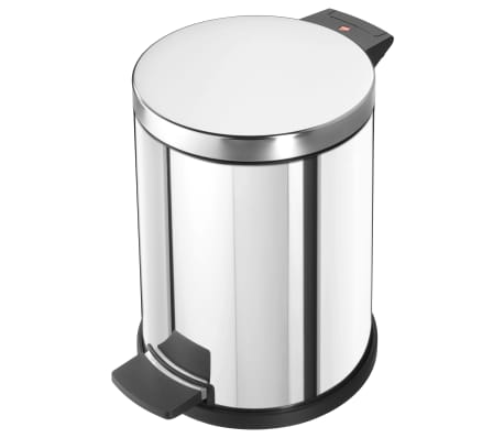 Hailo Pedal Bin Solid M 12L Stainless Steel with Galvanized Inner Bin