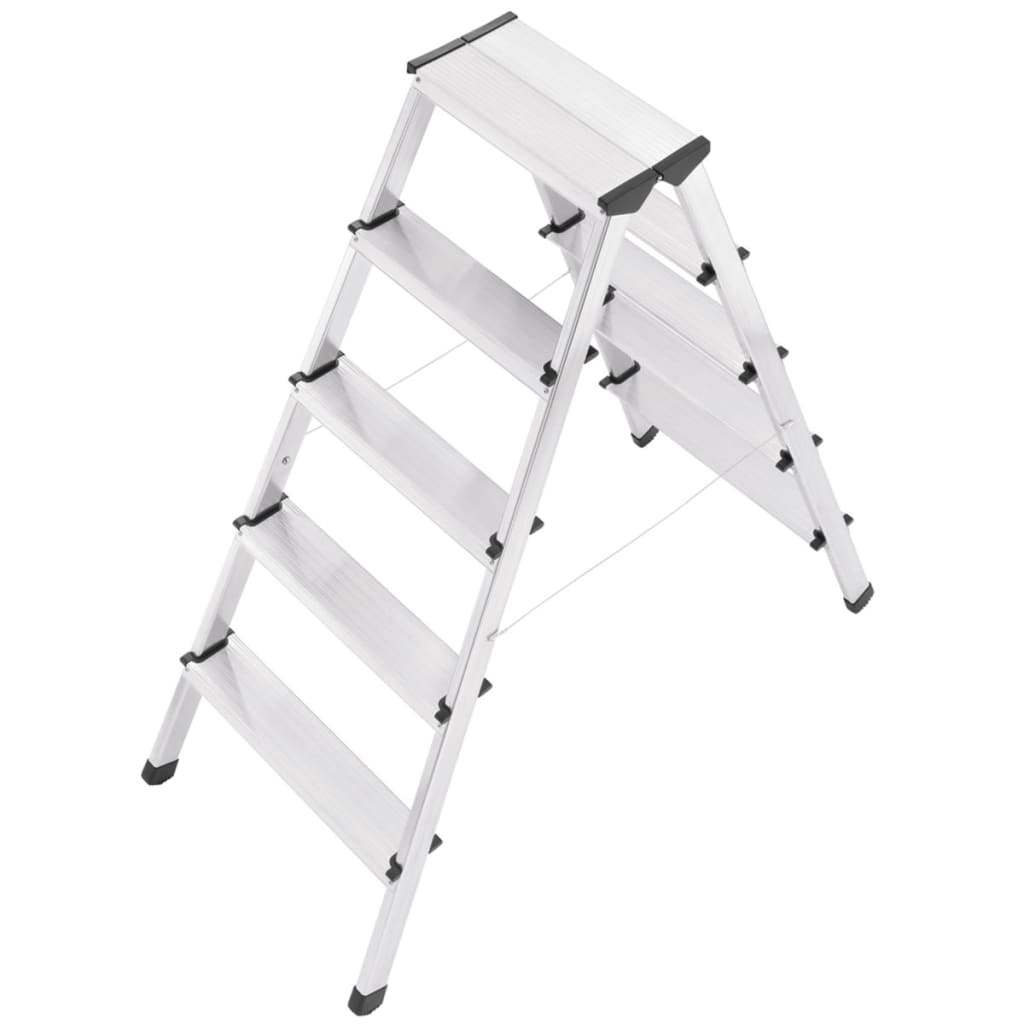 Hailo Dubbelzijdige trapladder L90 2x5 treden aluminium 8655-001