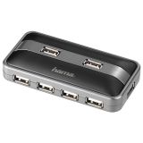 HAMA USB hub 1:7 med ström Svart