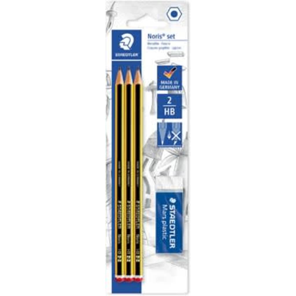 STAEDTLER BL 3X POTLOOD / 1X GUM NORIS