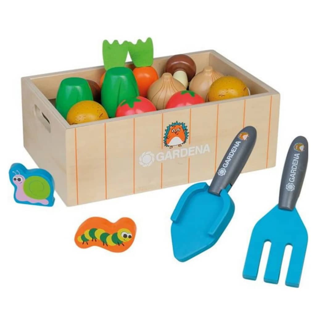 11: GARDENA legetøjskasse til grøntsager træ