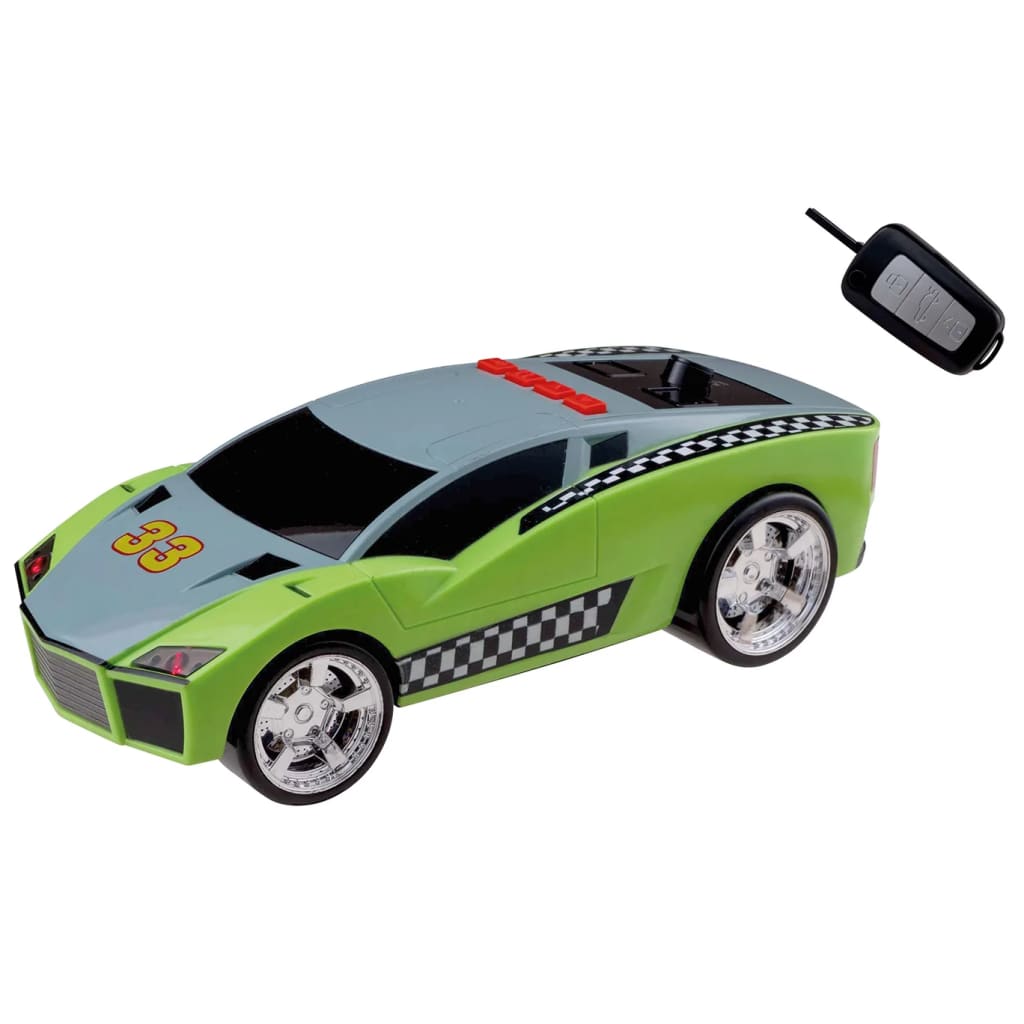 Happy People raceauto Key Racer licht en geluid 28 cm groen Happy People raceauto Key Racer licht en geluid 28 cm groen