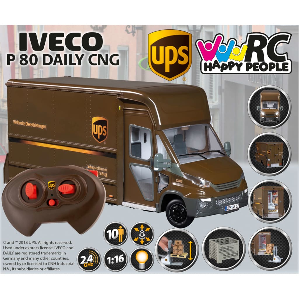 

UPS Speelgoedauto bestelwagen radiografisch IVECO P80 Daily CNG 1:16