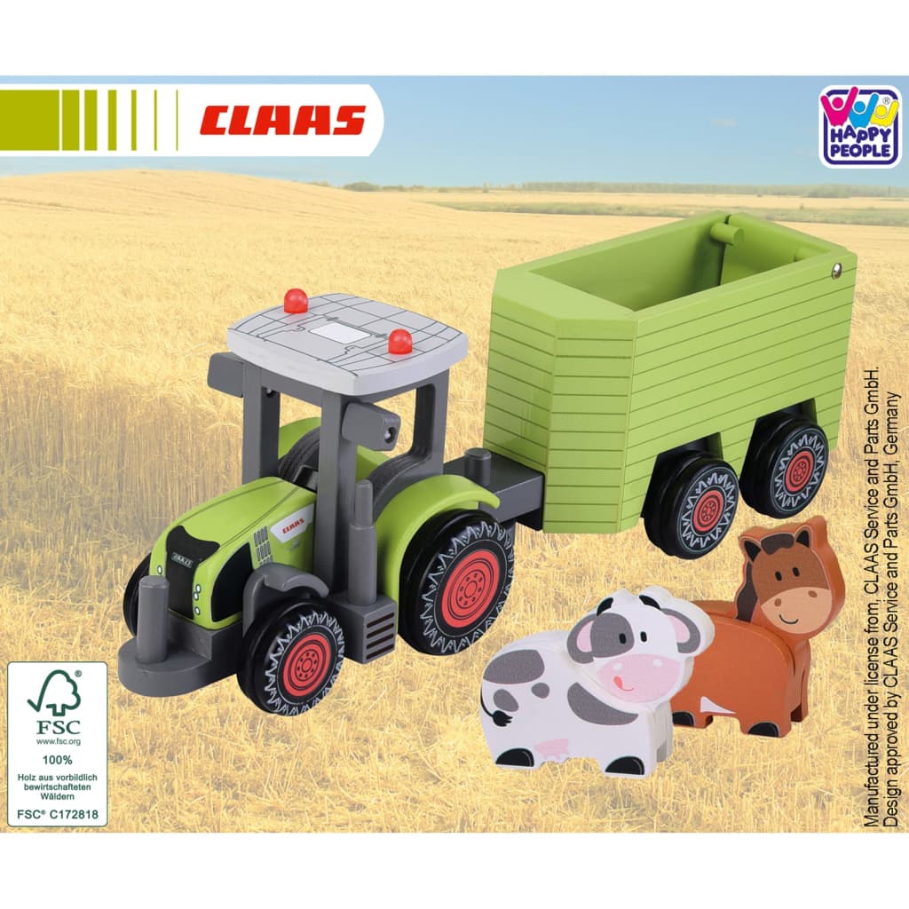 Claas Spielzeug-Traktor mit Anhänger Axion 870 + Animal 36 cm