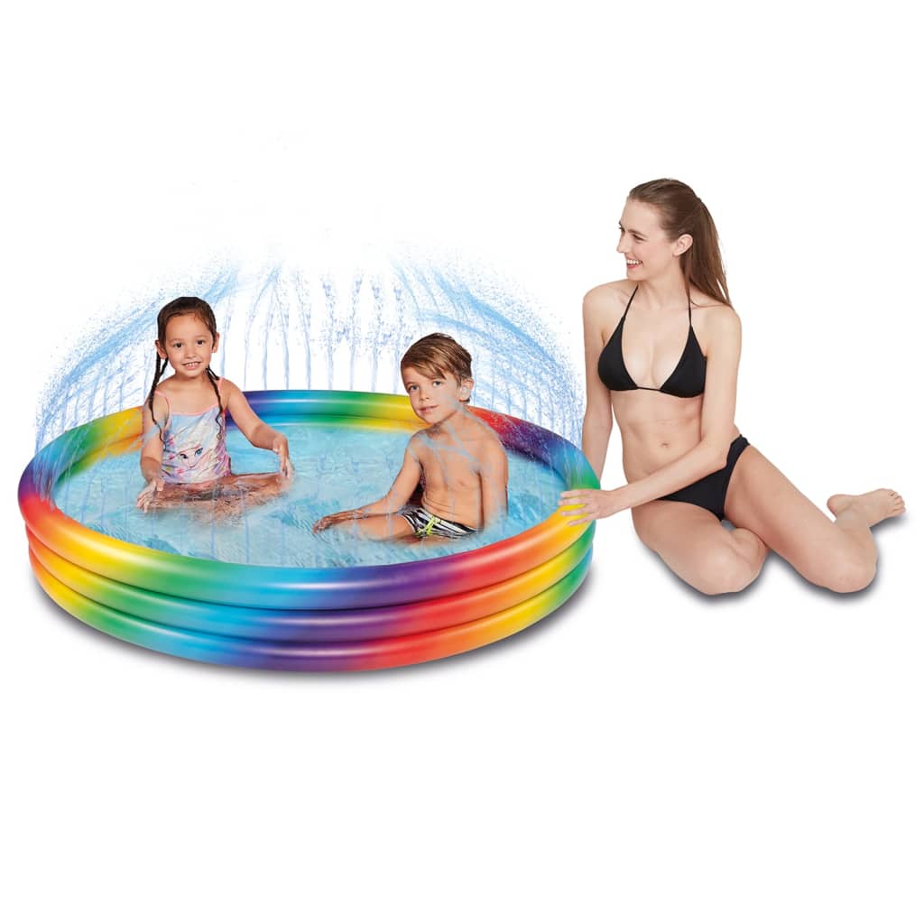 Happy People Zwembad met sproeier 150x25 cm regenboog