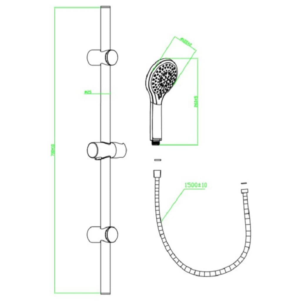 

SCHÜTTE Douchestangset met 5 functies LIANA 70 cm chroomkleurig