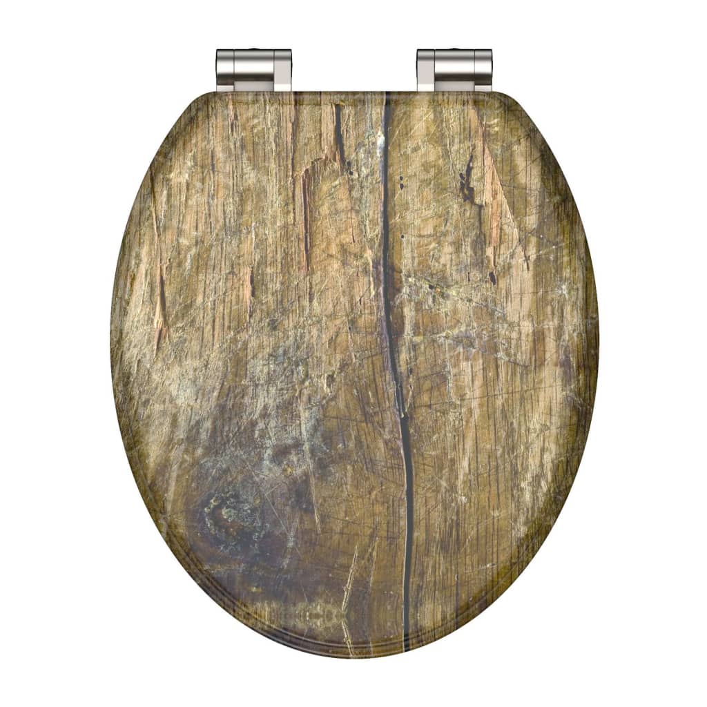 Capac de toaletă, maro, MDF cu aspect de lemn masiv