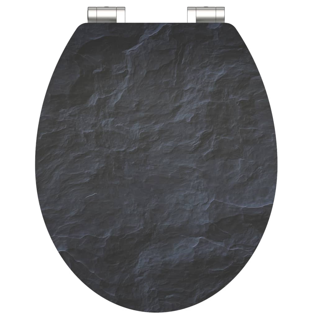 Scaun WC „BLACK STONE” închidere silențioasă extralucios MDF