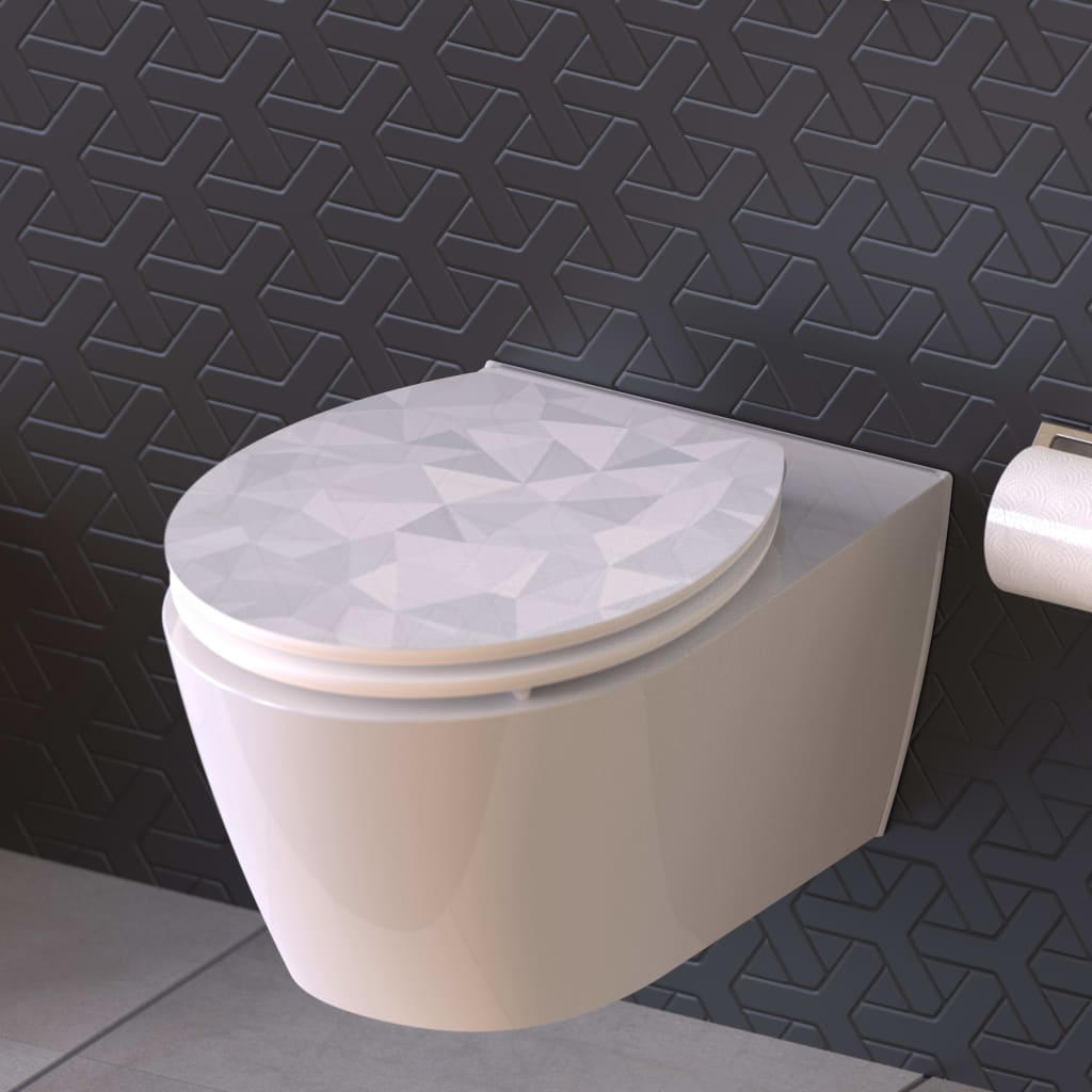 Scaun toaletă DIAMOND cu închidere silențioasă extralucios MDF