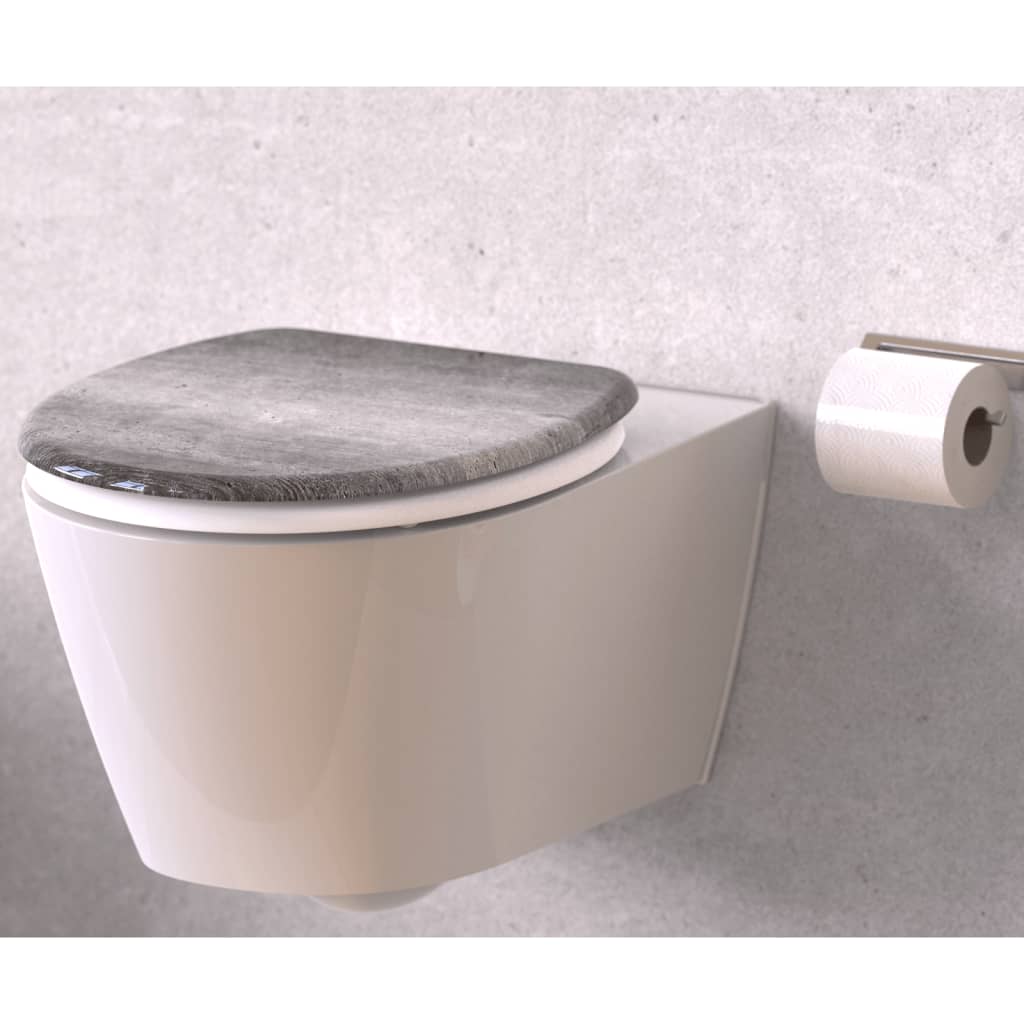 Scaun de toaletă cu închidere silențioasă „INDUSTRIAL GREY”