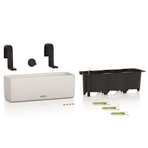 LECHUZA Γλάστρα CUBE color triple Λευκή με Άγκιστρα Μπαλκονιού 13680