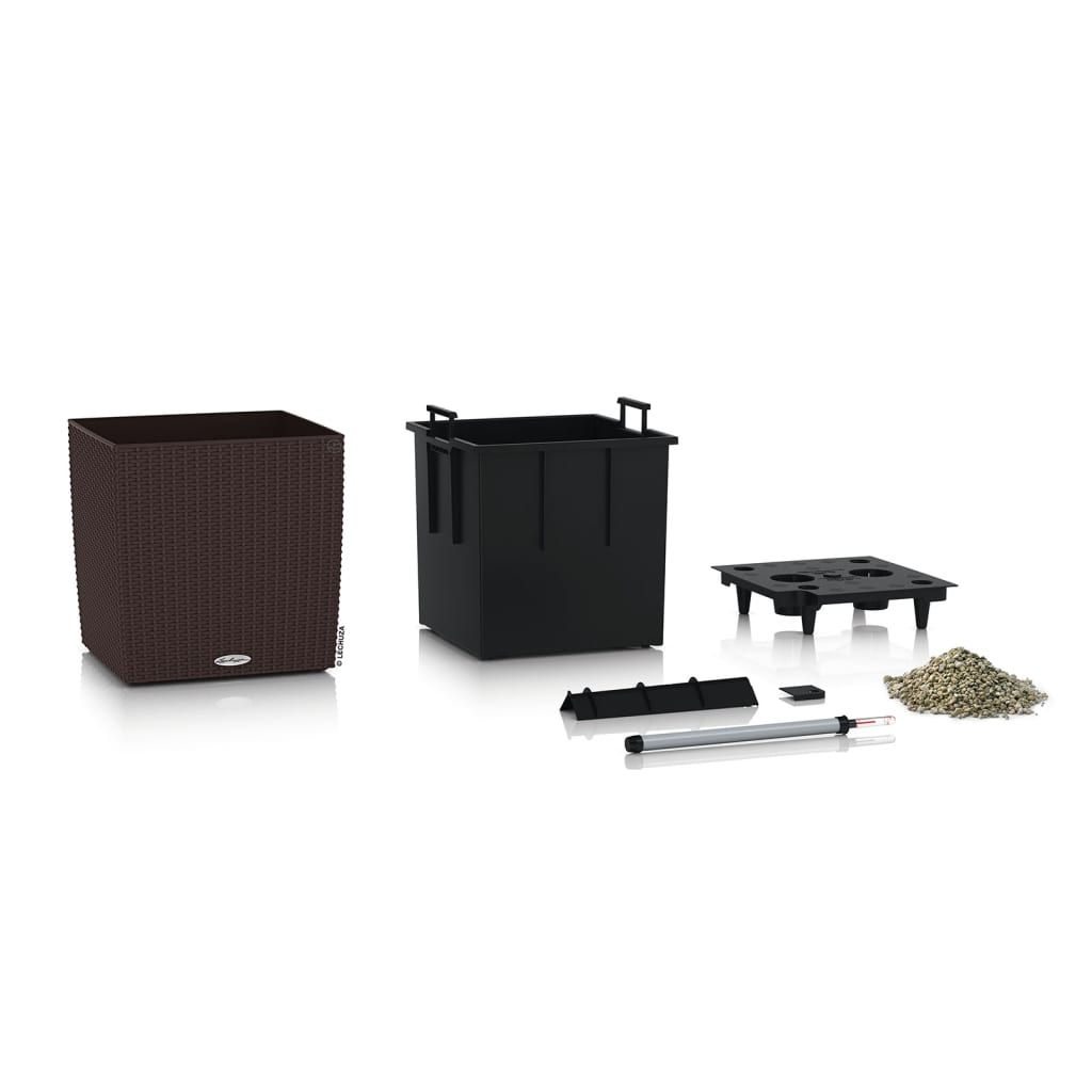 LECHUZA Plantenbak CUBE Cottage 50 ALL-IN-ONE mokkakleurig afbeelding