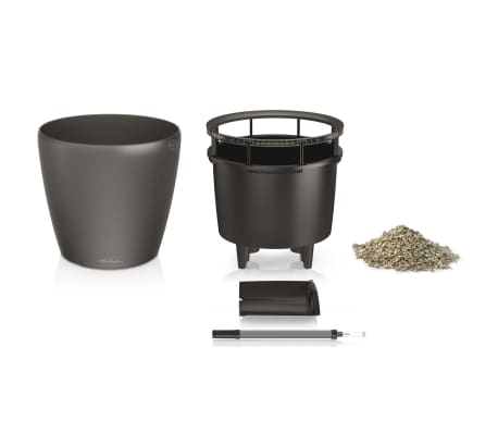 LECHUZA Jardini&egrave;re CLASSICO LS 28 ALL-IN-ONE charbon m&eacute;tallis&eacute; 16043