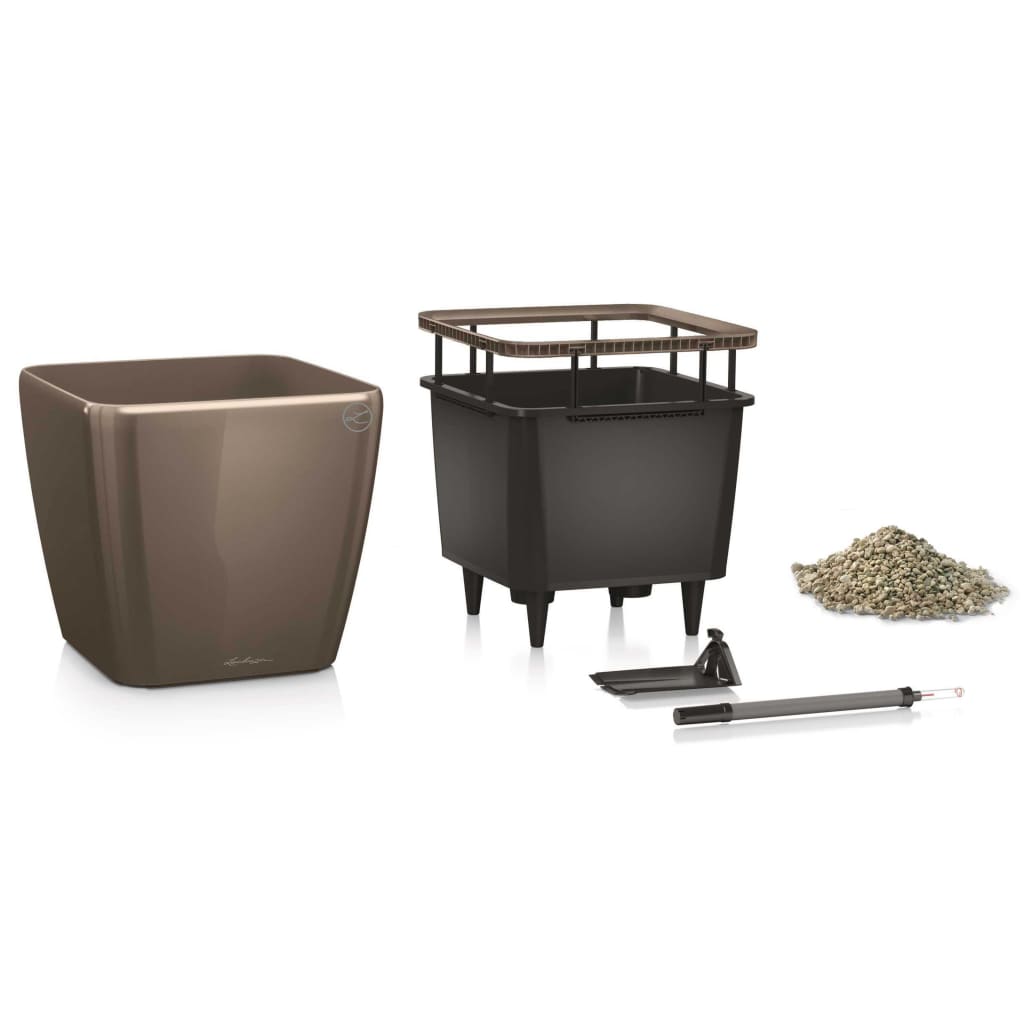 VidaXL - LECHUZA Plantenbak Quadro 28 LS ALL-IN-ONE hoogglans taupe 16145