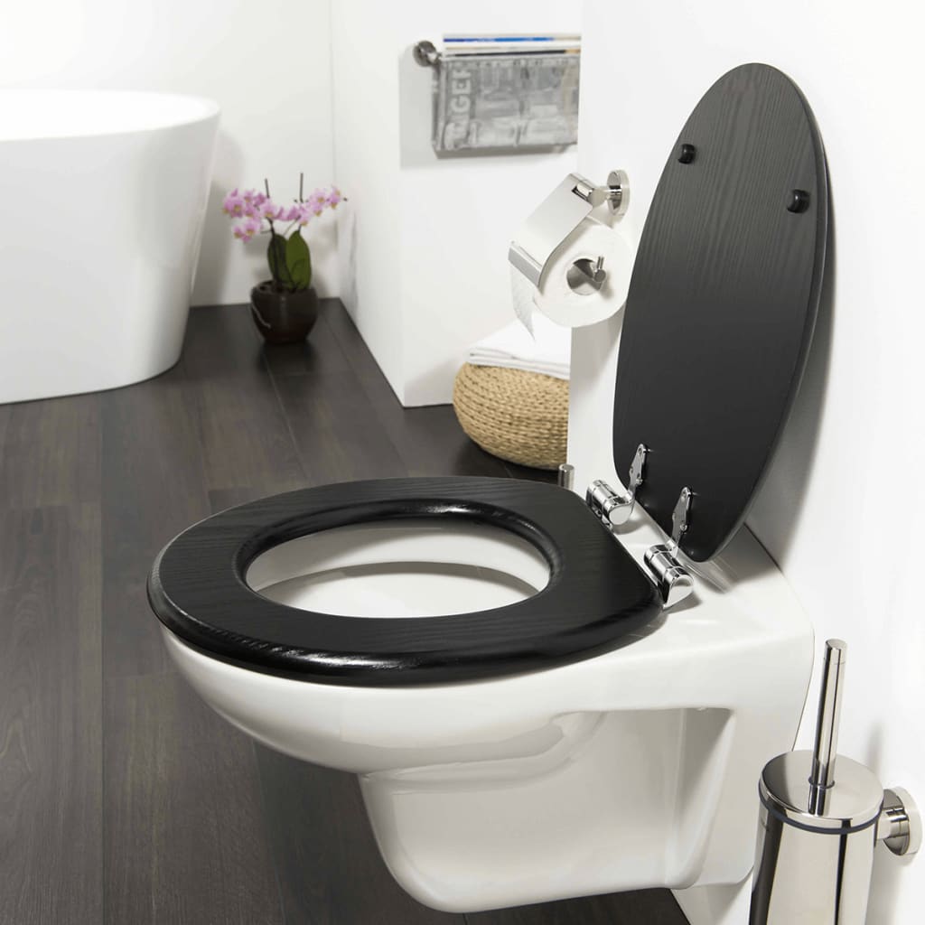 Abattant WC MDF Orbella noir argent - Abattant WC - Accessoires de salle de  bain et WC - Décoration