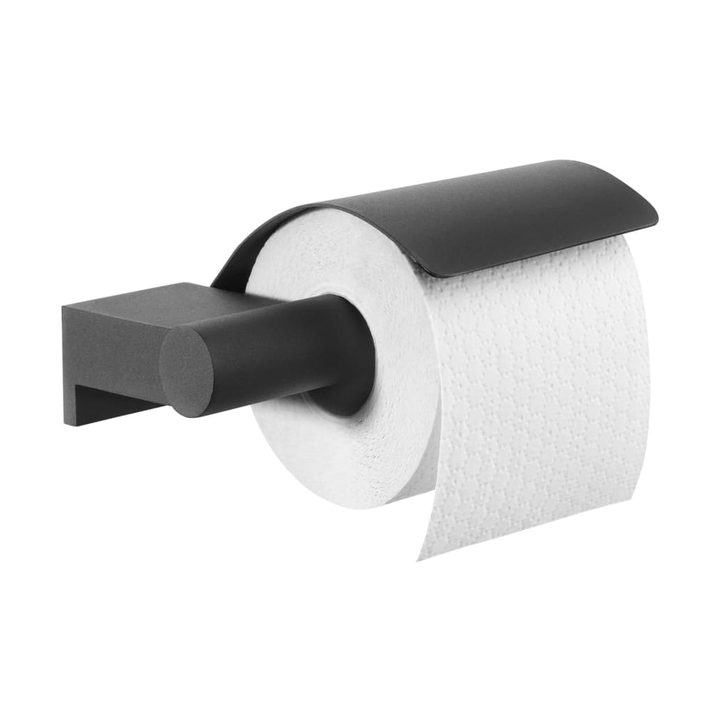 Portarrollos de papel higiénico montado en la pared sin taladro para baño  (negro)