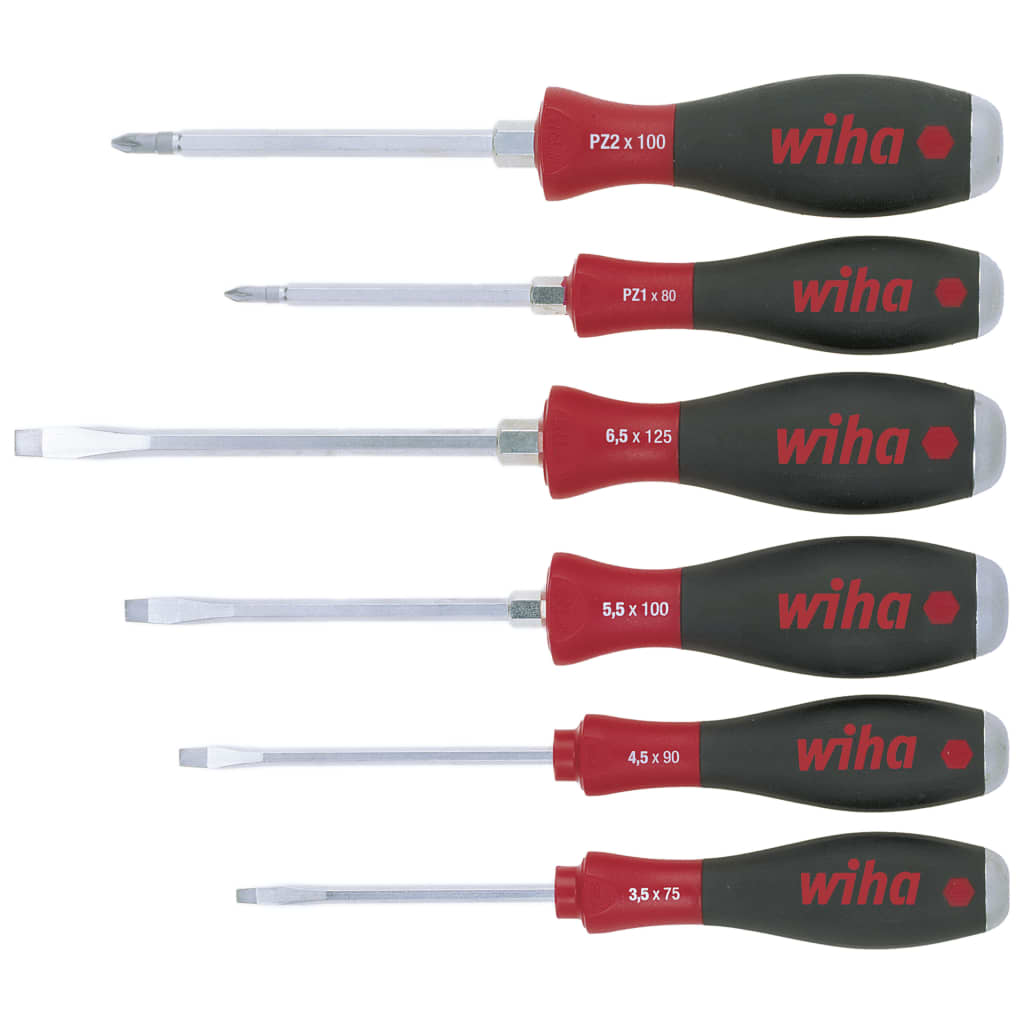 

Wiha 6-delige Schroevendraaierset SoftFinish Pozidriv zeskantige steel