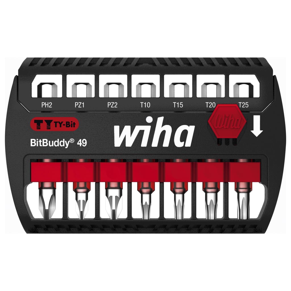 

Wiha 8-delige Bitset kruiskop Pozidriv Torx Ty BitBuddy 49 mm