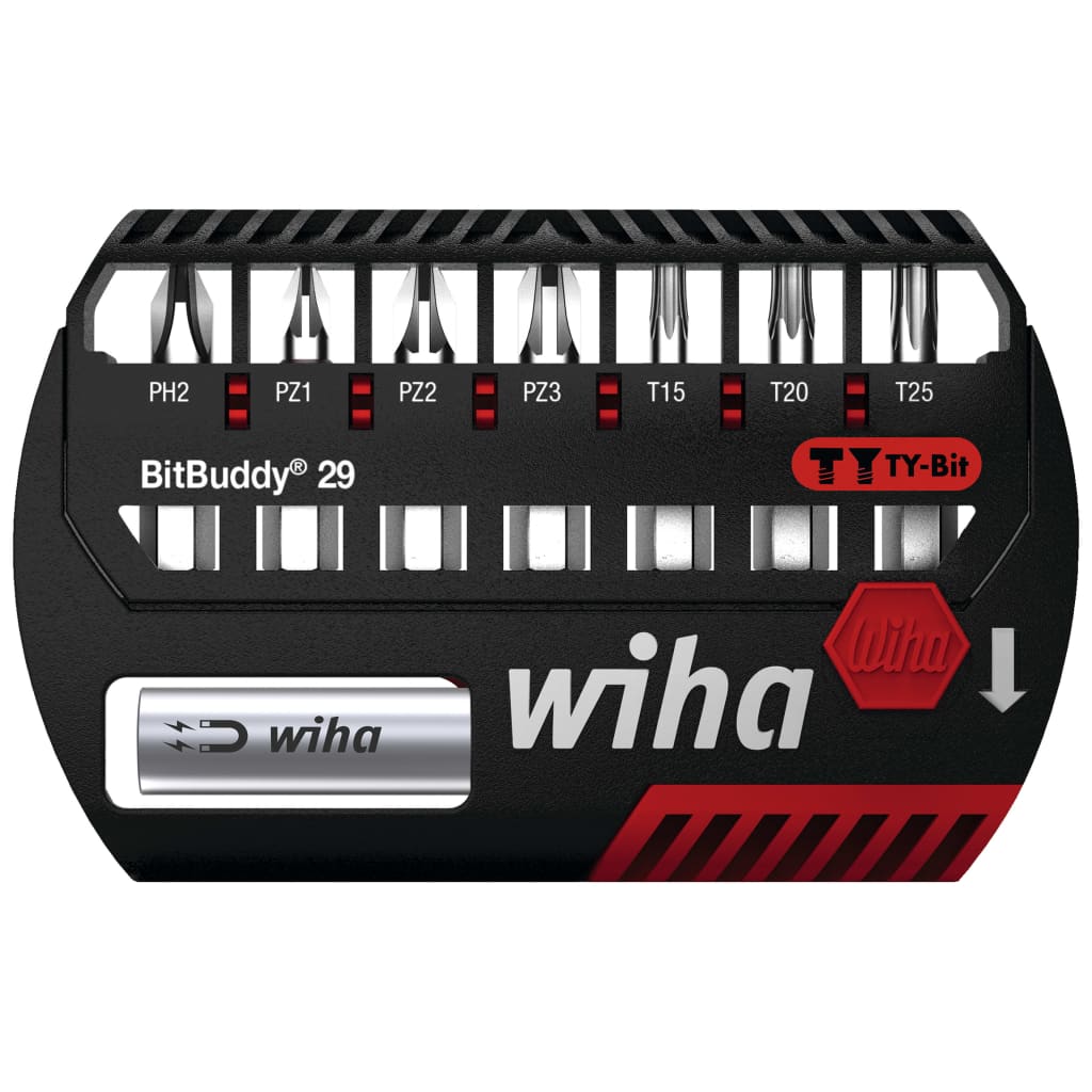 

Wiha 9-delige Bitset kruiskop Pozidriv Torx Ty BitBuddy 29 mm