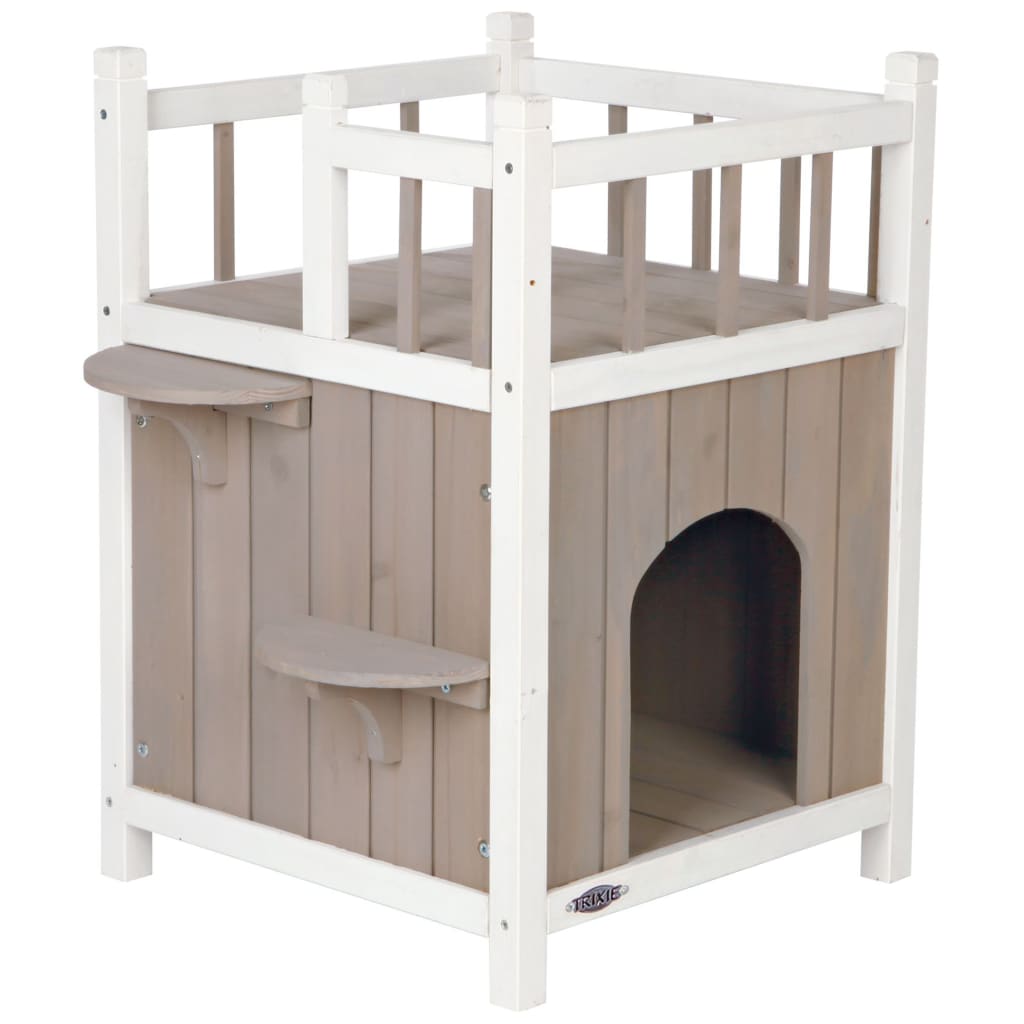 Afbeelding Trixie kattenhuis cat's home met balkon grijs / wit 45x65x45 cm door Vidaxl.nl